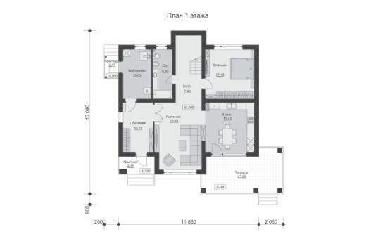 Двухэтажный дом с пятью спальнями и террасой.